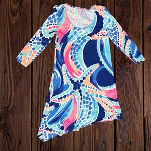 LILLY PULITZER Pink & Blue Ariana Asymetrical Stretch Knit Dress XS
